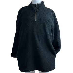 Wallin & Bros Medium Black Faux Shearling 1/4 zip Pull Over